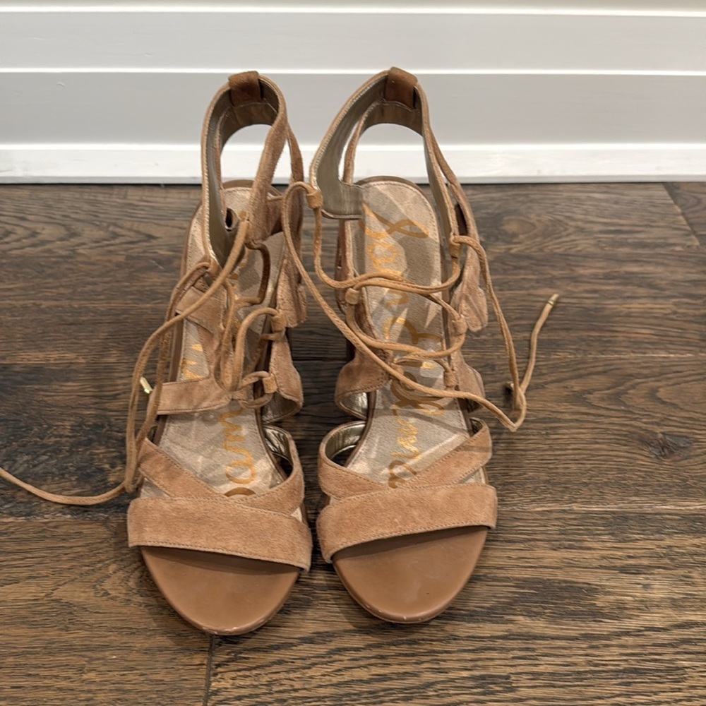 Sam Edelman Yardley tan nude suede heels sz 10 - Picture 2 of 6